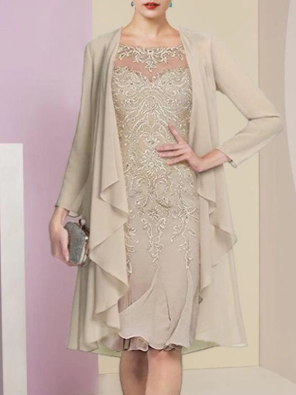 Crew Neck Plain Regular Fit Elegant Two-Piece Set